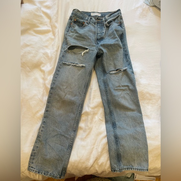 ‼️ Topshop Petite 24 Dad Straight Leg medium.light washed distressed jean!! - Picture 12 of 16